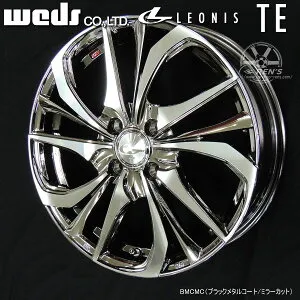 送料無料スペーシア N-BOX タント などの 軽自動車 WEDS レオニスTEブラックメタルコート/ミラーカット BMC/MC15インチ 4.5J +45 4穴 PCD100新品 アルミホイール4本セット