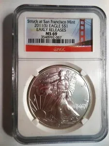 2011-S NGC MS 69 $1 *早期リリース* 1オンス アメリカンシルバーイーグル地金コイン