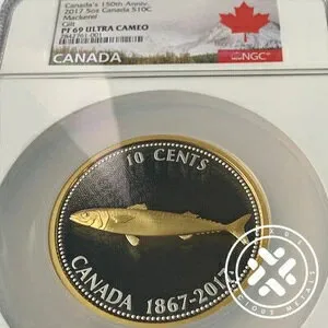 2017 NGC PF 69 UC $10C 5オンス プルーフ マッカレル ギルトシルバー カナダ建国150周年記念コイン