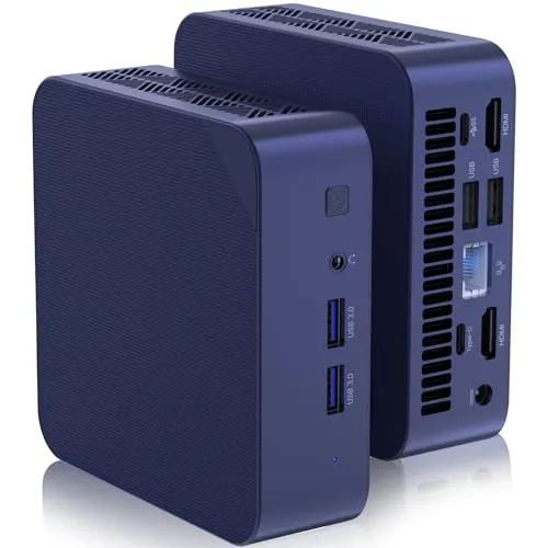 Mini Pc Desktop Computers-Intel 12th N100 (3.40 GHz),16GB DDR4 500GB SSD Micro Pc,4K Three-Monitor Display with 4 USB/2 Type-C/2
