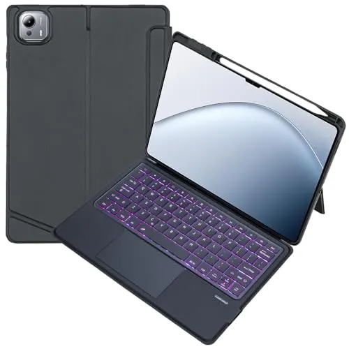 Bluetooth Backlit Keyboard Cover Keyboard Folio Case for Xiaomi Pad 7 Ultra (14.0"), Backlight & TrackPad Mouse & Detachable Key