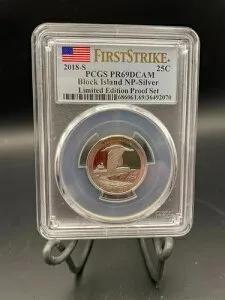 2018-S 25セント シルバー ブロック アイランド NP ATB クォーター PCGS PR-69DCAM ファーストストライク