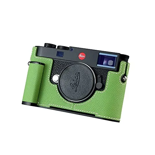 SIUTATDSH カメラハーフケース Leica M11/M11-P用 ビンテージメタル 本革 カメラ保護ケース スタイリッシュ ポータブル 耐衝撃 (グリーン L)