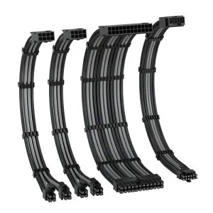 EZDIY-FAB PCIe 5.0 12VHPWR PC電源専用 PSU延長スリーブケーブル 16AWG 高性能銅芯 ATX 24ピン / EPS 8ピン(4+4) / GPU 16ピン(12+4) 対応 1000W PC電源ユニット用 電源延長 30cm - ブラックグレー