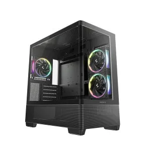 DEEPCOOL PCケース R-CG380U-BKAGM3-G CG380U 3F ピラーレス ミニタワー 曲面ガラスパネル採用 ARGBファン3基標準搭載 Micro-ATX対応 ブラック【キャンセル不可・北海道沖縄離島配送不可】 6933412765684-ds