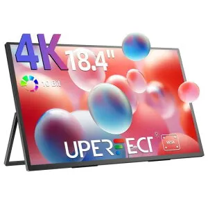 UPERFECTQLEDモバイルモニター18.4インチ4K自立型スタンド付き大画面ポータブルモニター3840*2160UHD300nit輝度非光沢IPS液晶パネルブルーカットモバイルディスプレイVESA対応薄型