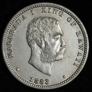 1883/1883 ハワイ 1/4 クォータードル 25セント CHOICE AU 再刻印日 E735 UWCCE