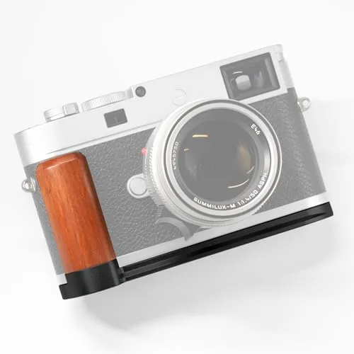 Iborrys 高級実木 カメラグリップ 、対応 Leica ライカ M11 M11-P M11-M M EV1 カメラ 、 専用 L型クイックリリース プレート 職人手作り プレミアムレトロ天然 木製ハンドル (砂漠鉄木黒板)