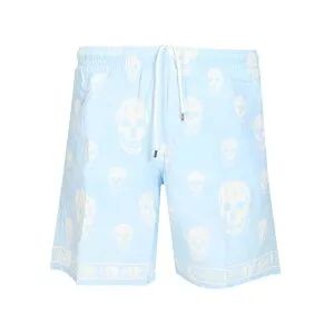 Alexander McQUEEN アレキサンダー・マックイーン メンズ ショートパンツ 8472614419Q4977 Swim shorts with skull motif Light blue L M S 3XL 4XL 5XL XL XS 2XL 2XS 【送料無料・関税込】