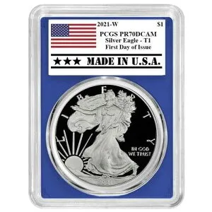 2021-W プルーフ $1 タイプ1 アメリカンシルバーイーグル PCGS PR70DCAM FDOI 米国製
