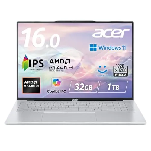 Acer Swift Air 16 32GBメモリー 1TB SSD 16インチ WUXGA IPS 非光沢 AMD Ryzen AI 7 350 Radeon 860M マグネシウムアルミニウム合金 薄型軽量 990g 13時間駆動 207万画素 IR