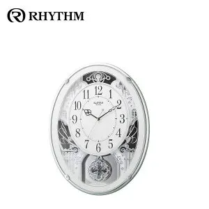 スモールワールドプラウド 緑メタリック色（白） 4MN523RH05 【条件付送料無料】 電波掛け時計 おしゃれな壁掛け電波時計 電波掛時計 電波からくり時計 電波アミュージング時計 時報メロディ