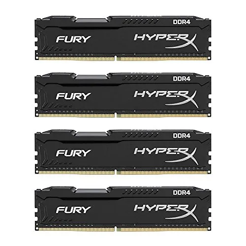 Kingston HyperX FURY Black 32GB Kit (4x8GB) 2133MHz DDR4 Non-ECC CL14 DIMM Desktop Memory (HX421C14FBK4/32)