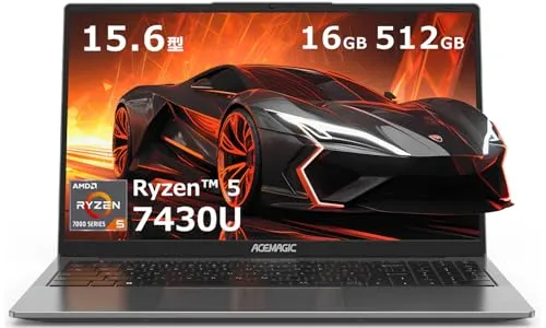 ACEMAGIC ノートパソコン Ryzen 5 7430U ノートPC 最大4.3GHz 6C/12T 16GB+512GB【スロット*2 メモリ・SSD追加・交換可能】PCIe3.0 SSD 1080PフルHD AMD Laptop Win11 Pro