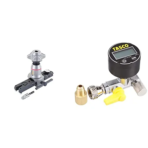 イチネンTASCO 電動インパクトドライバ対応フレアツール TA550CX & TA142MD デジタルミニ真空ゲージキット【セット買い】