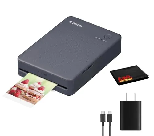 Canon SELPHY QX20 ワイヤレスコンパクトフォトプリンター(ダークグレー) | 2.1インチx3.4インチのカードサイズと2.7インチx2.7インチの正方形のステッカー用 | 紙は含まれていません + USB-Cアダプターなど
