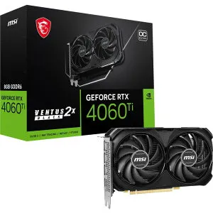 MSI Geforce RTX 4060 Ti Ventus 2X ブラック 8G Oc ゲーミンググラフィックスカード - 8Gb Gddr6、Pci Express Gen 4、128ビット、3X Dp V 1.4A、Hdmi 2.1A (4K & 8K HDRをサポート) - Pci_E_X16