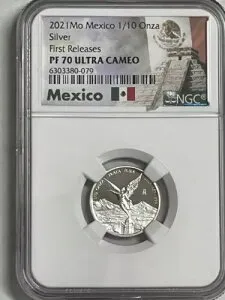 2021-Mo Mexico - Libertad 1/10 Onza Silver Proof - NGC PF70UC 初リリース!!