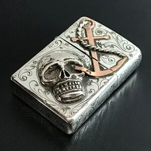ZIPPO SILVER KING シルバーキング 26SLV-SKULL＆ANCHOR Armor スカル＆アンカー スターリングシルバー(純銀製)ジッポー
