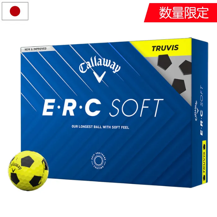 キャロウェイ E・R・C SOFT TRUVIS イエロー/ブラック ゴルフボール 1ダース 12球入 3ピース Callaway ゴルフ 2025年モデル ゴルフボール 日本正規品