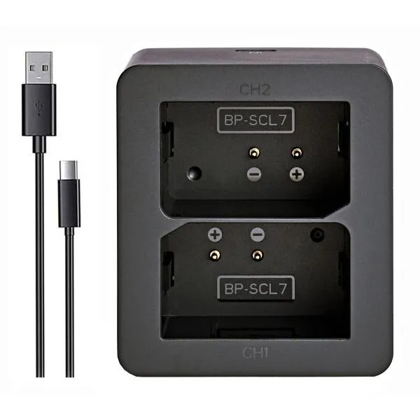 NinoLite USB型 デュアルバッテリーチャージャー、ライカ BP-SCL7 / BC-SCL7 対応、バッテリー２個 同時充電可 充電ステーション、ライカM11シリーズ カメラ用
