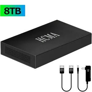 【超大容量HDD:8TB搭載】 新品 外付けHDD /大容量/PC対応 テレビ録画 静音&コンパクト 3.5インチ 金属製ボディ、耐衝撃、耐摩耗、Windows/Mac/USB3.0対応、外付けハードディスク 1年間保証付き