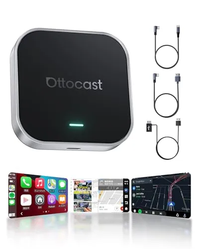【公式】オットキャストOttoAibox E2 カープレイai ボックス Android 13 Ottocast CarPlay/Android Auto無線化アダプター・地図と動画を同時表示できる画面二分割機能搭載・純正有線カープレイ/Android A