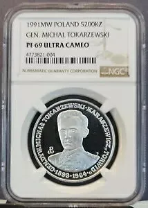 1991 ポーランド シルバー 200000 ズロティチ将軍 トカシェフスキー NGC PF 69 ウルトラ カメオ
