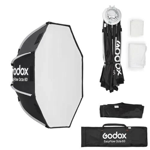 Godox ソフトボック スEazyFlow ソフトボックス 折りたたみクイックオープン ソフトボックス 迅速なセットアップ Bowensマウント 軽量 超薄型 収納コンパクト プロフェッショナル フォトグラフィー ライティング アクセサリー (60cm)