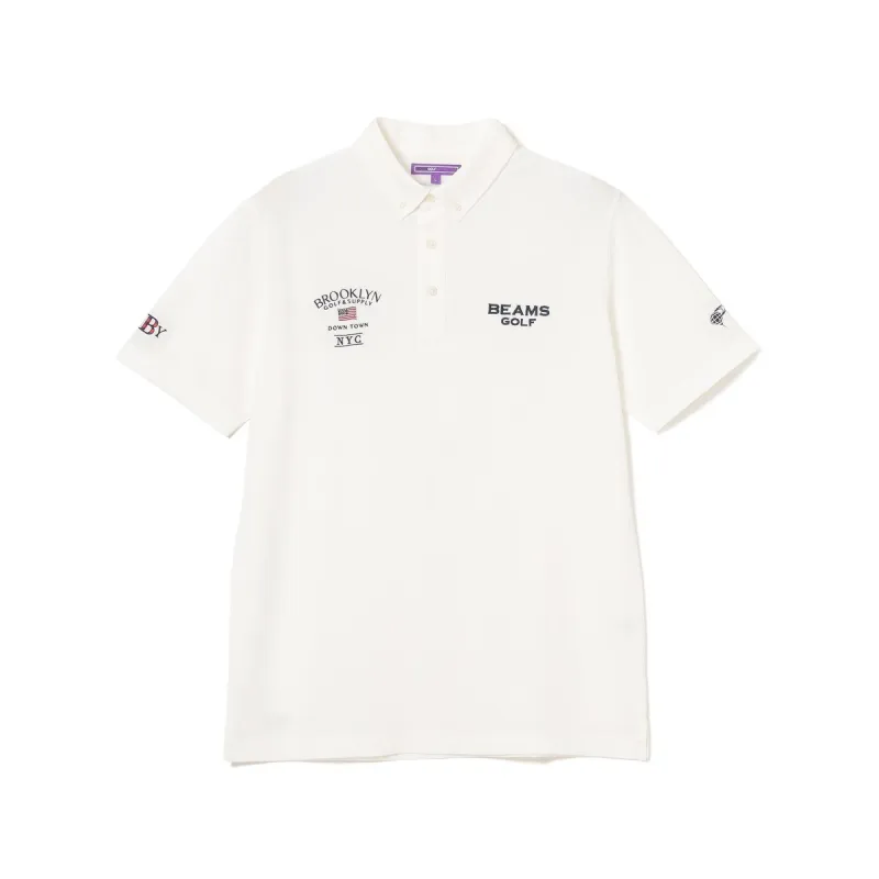 [2026年春夏モデル] ビームスゴルフ BEAMS GOLF PURPLE LABEL PURPLE LABEL BROOKLYN ブロック型ジャカード ポロシャツ ホワイト 01 レディース