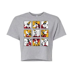 ディズニー レディース トップス Tシャツ クロップド グラフィック Disney's Mickey Mouse & Friends Juniors' Goofy Grid Cropped Graphic Tee Gray グレー