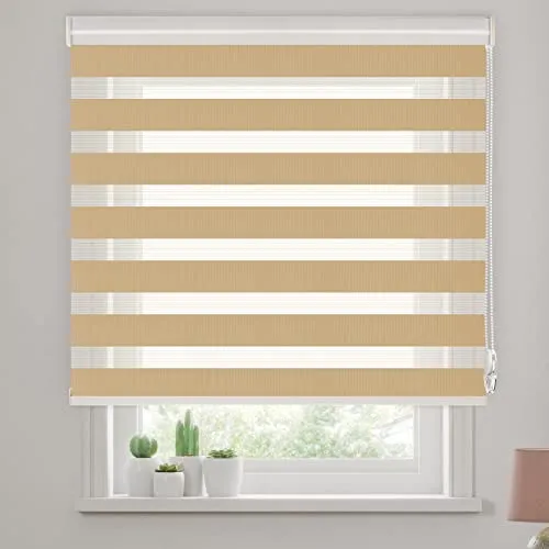 SAIFANSI ロールスクリーン 調光 ロールカーテン ブラインド 遮光 断熱 幅30～220cm/丈?300cm オーダーメイド チェーン式 目隠し UVカット 取り付け簡単 杏色 幅165×丈120cm