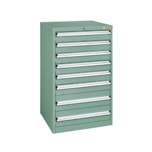 サカエ 重量キャビネット 工具収納 SKVタイプ 引出し8段 鍵付き オールロック 均等耐荷重100kg 3重安全装置内蔵 幅600×奥行550×高さ1000mm SKV6-1081ANG