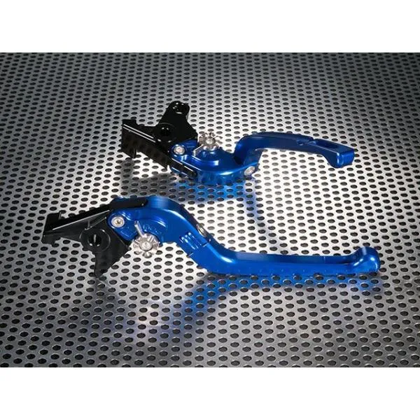 ユーカナヤ ボンネビルT100 Rタイプ 可倒式 アルミ削り出しビレットレバー（レバーカラー：ブルー） カラー 調整アジャスター：レッド U-KAN…