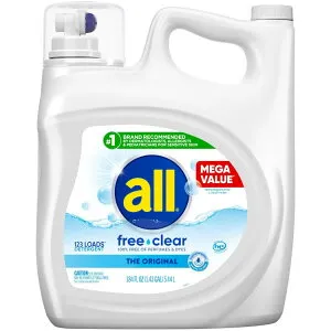 オール フリークリア 液体洗濯用洗剤 無香料・無着色 5.5L 123回分 all Free Clear Liquid Laundry Detergent, 184.5 oz, 123 Loads 【お取り寄せ商品】