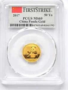 2017 中国 50Yn 3 グラム ゴールド パンダ コイン、ファースト ストライク PCGS MS69、収集価値あり ????