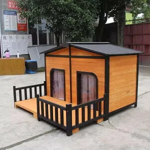 犬小屋 屋外用 大型犬 暖かい 犬小屋 屋外 犬 ハウス 屋外犬小屋 防水高床式大型犬用 ポーチ付き 135*141*101cm