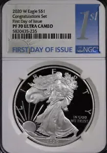 2020 W プルーフ シルバー イーグル NGC PF70 ウルトラ カメオ 発行初日 FDI '1st ラベル