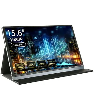 【訳あり品】WINTEN モバイルモニター 15.6インチ テレワーク/デュアルモニター/サブモニターに最適！ゲーミング 1080P FHD IPSパネル 軽量 薄型 非光沢 カバー付 ミニPC Switch iPhone Type-C/HDMI接続 WT-1