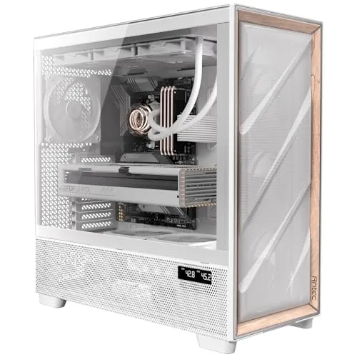 ANTEC PCケース FLUX PRO ホワイト 木材と強化ガラスパネルを使用した冷却型フルタワーPCケース Antec Full Tower Case FLUX Pro WHITE