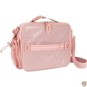 【5日最大1500円クーポン】Bentgo Kids Lunch Bag - Glitter Design for Ages 3+, Durable, Double Insulated, Water-Resistant Fabric, Interior & Exterior Zippered Pockets, Water Bottle Holder (Glitter Edition Petal Pink)
