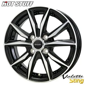 アルミホイール 15インチ HOT STUFF Valette Sting ヴァレット スティング 5.50-15 4/100 +45 ブラックポリッシュ アクア ヤリス フィット マツダ2 スイフト ノート 4本価格