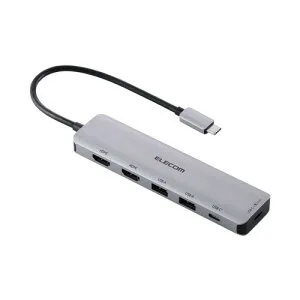 エレコム DST-M060BPSV USB-C ドッキングステーション 85W PD充電 4K HDMI×2 最大3画面 Mac Windows等対応 シルバー