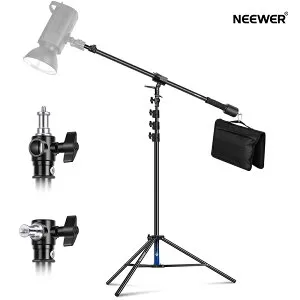 【P5倍+最大1000円OFF券 進化版】NEEWER 3mライトスタンドセット 1本セット/2本セット アーム 三脚スタンド エアクッション付き三脚スタンド 155cm伸縮可能なアーム、カウンターウェイト、サンド