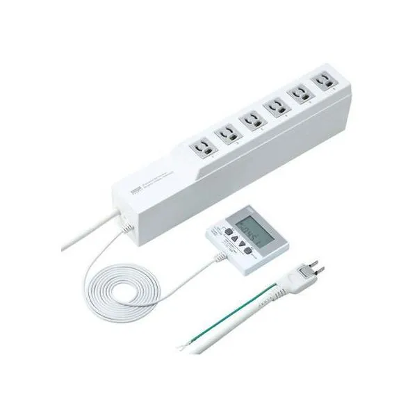 【お取り寄せ】サンワサプライ タイマー付きタップ(3P・6個口・3m) TAP-RT1 コード付き電源タップ３ピン 電源タップ ＯＡタップ 配線パーツ 家電