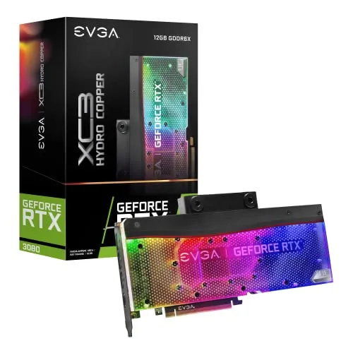 EVGA GeForce RTX 3080 12GB XC3 Ultra Hydro Copper Gaming、12G-P5-4869-KL、12GB GDDR6X、ARGB LED、メタルバックプレート、LHR。