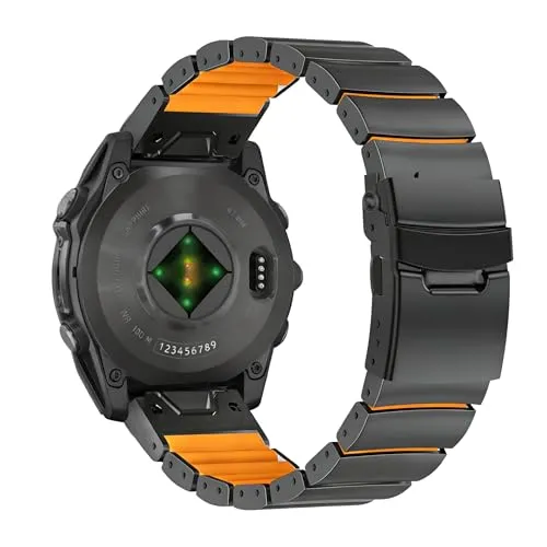Abanen 軽量チタンシリコン腕時計バンド フリップロック折りたたみ式クラスプ付き Garmin Fenix 8 / Tactix 8 / Epix Pro/Enduro/Fenix 7 / Instinct 3 / Approach S70 47mm