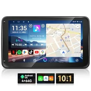 「1DIN&10インチ」KASUVARディスプレイオーディオAndroidカーナビ|8コア4G+64G無線CarPlay/AndroidAutoWiFi/SIMでGoogle活用YouTube視聴バックカメラ連動/ステアリング制御可能