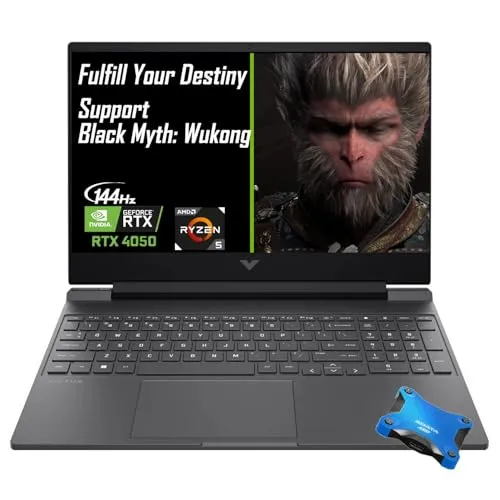 HP Victus 15.6 Ryzen 5 RTX 4050 ゲーミングノートパソコン、15.6インチ FHD 144Hz、AMD Ryzen 5 8645HS (Beats Intel i7-1355U)、NVIDIA GeForce RTX 4050