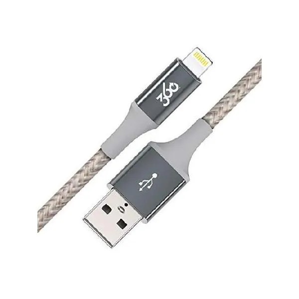 360 Electrical Habitat 4ft Premium Braided Charging Cable with Lightning Connector, Khaki, MFi Certified, iPhone Cable Fast Charging, Ipad Ch_並行輸入
